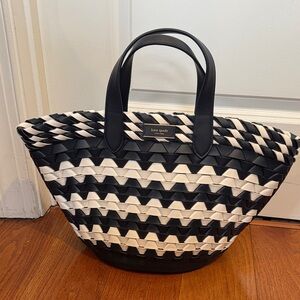 Kate Spade Navy and Cream Woven Tote